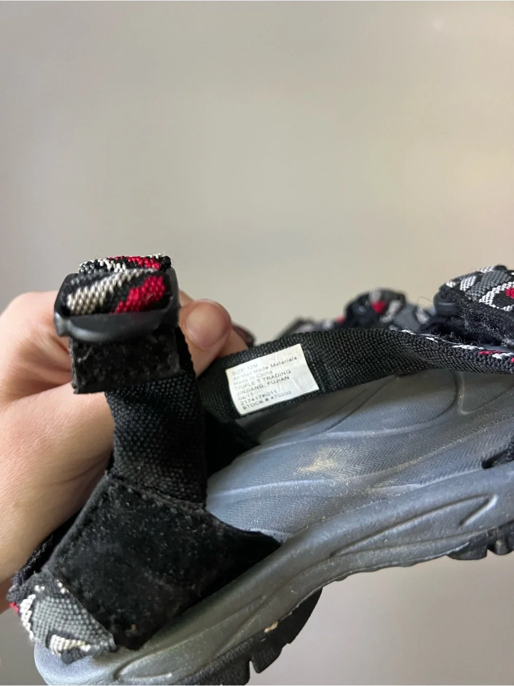 Kids size 12 Adjustable Sport Sandals in Black & Red.